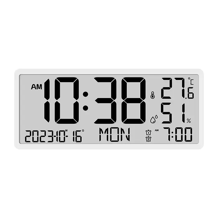 Horloge murale numérique LCD créative pour salon, grand écran de 34 cm avec affichage de la températ