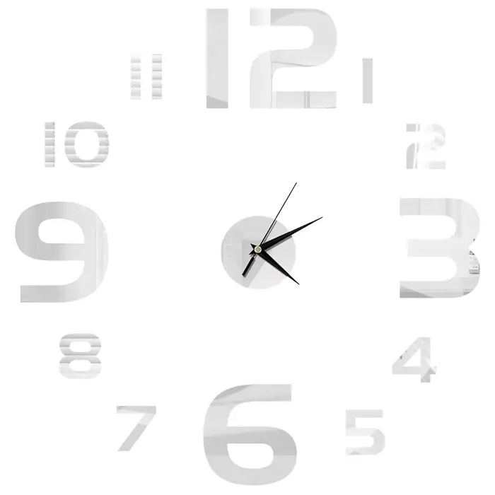 Horloge murale créative sans cadre, autocollant mural silencieux pour la maison, autocollant miroir