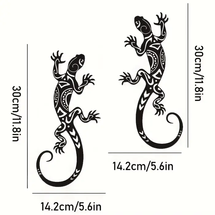 Décorations murales gecko en fer 2 pièces, adaptées à la décoration de cour de jardin de maison, déc