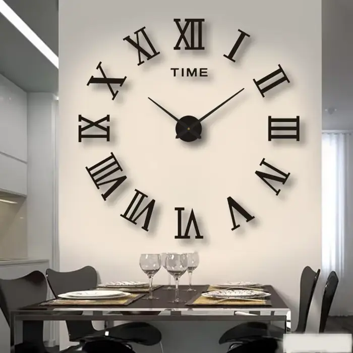 Horloge Murale Numérique 3D en Acrylique, Design de Chiffres Romains, Miroir, Mode, Grande Horloge M