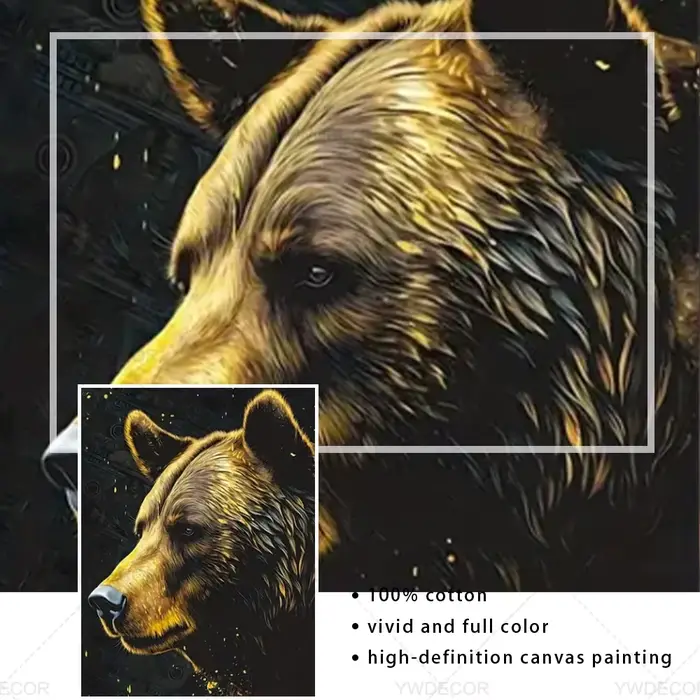 Toile de peinture d'animaux de taureau et d'ours