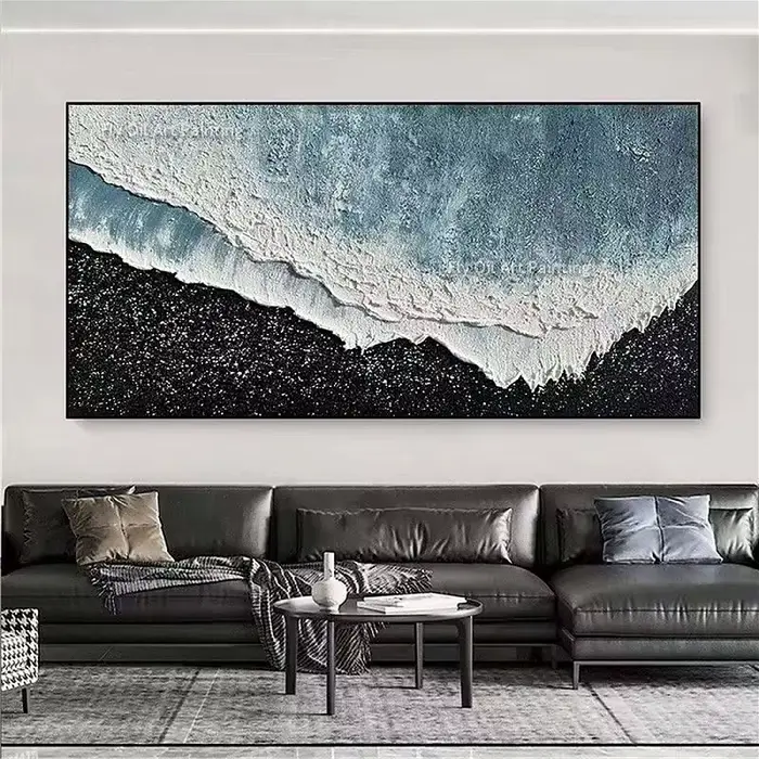 Peinture à l'huile de plage de mer peinte à la main