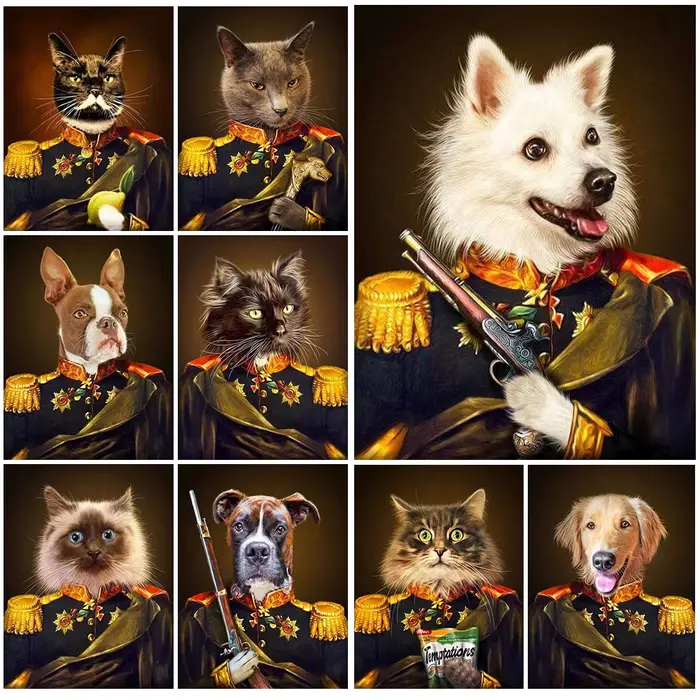 Vintage chien de compagnie général animaux Portraits cadeau drôle mur Art toile peinture mur photos pour salon décor à la maison sans cadre