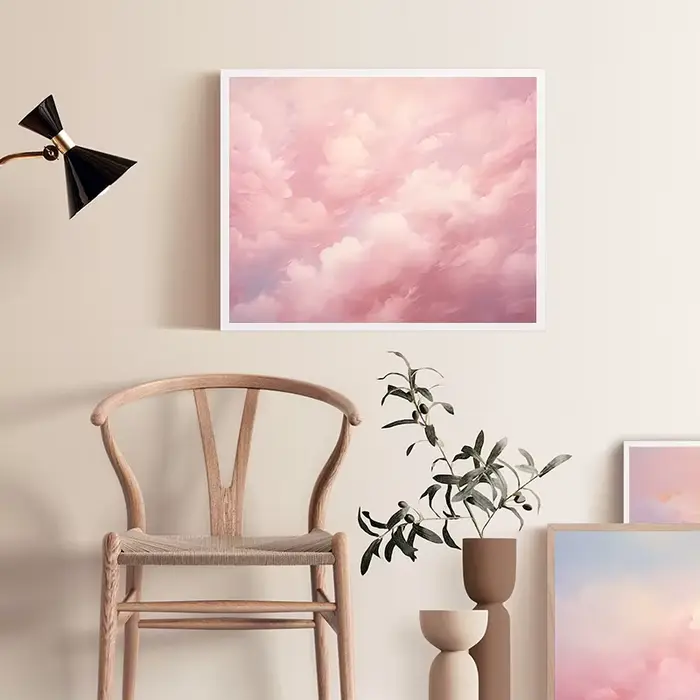 Peinture à l'huile avec nuages violets