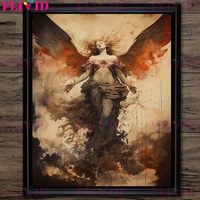 Toile d'art mural Vintage fantaisie ange et Pegasus
