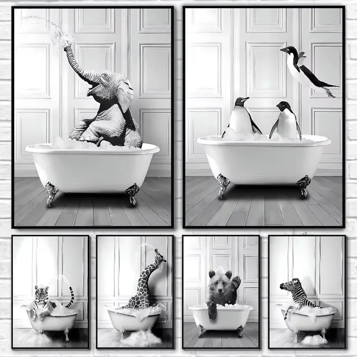 Affiches et impressions d'animaux pour décoration de salle de bain