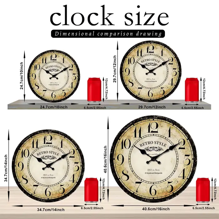 Horloge murale rétro en bois 1 pièce