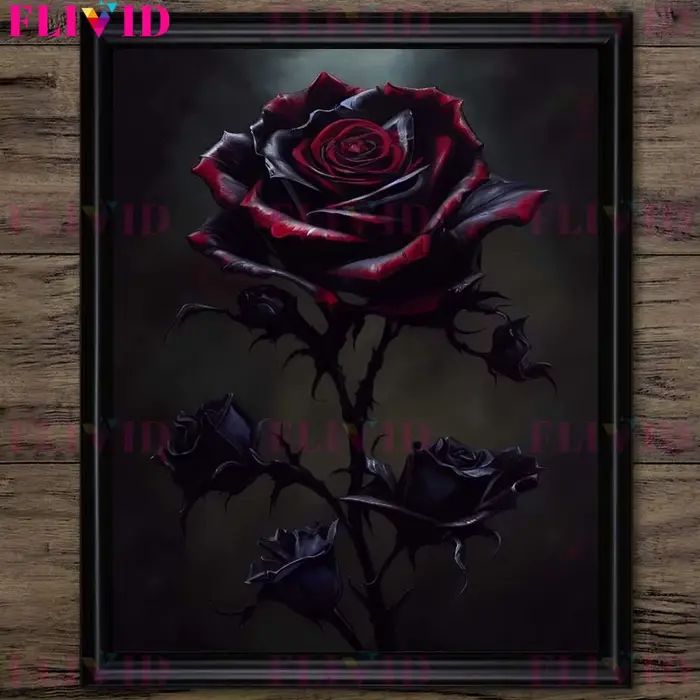 Vignes et roses rouges dans le château abandonné Art mural vintage