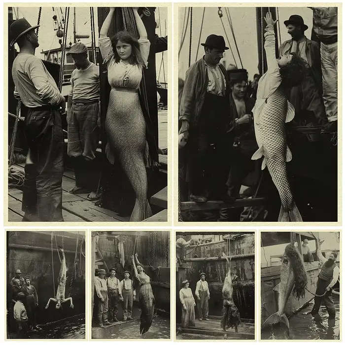 Affiche d'art de photographie de sirène d'horreur vintage