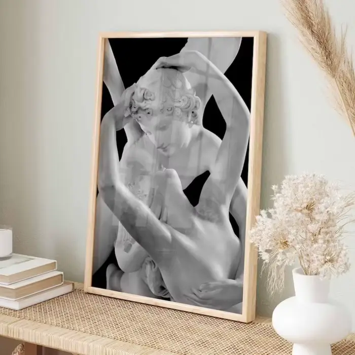 Affiche de sculpture du XIXe siècle en noir et blanc
