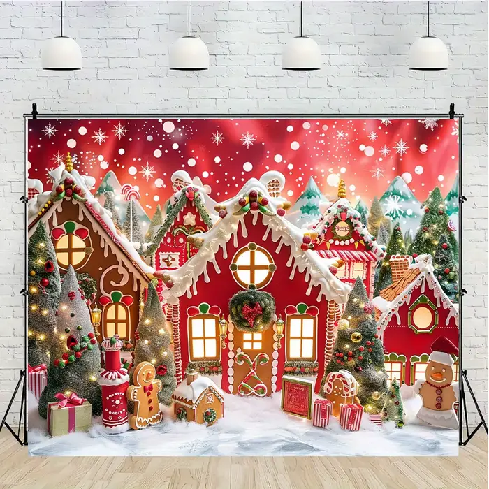 Photographie de fond de maison de pain d'épice de Noël