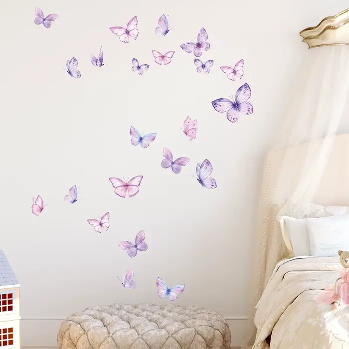 Autocollants muraux romantiques en forme de papillon