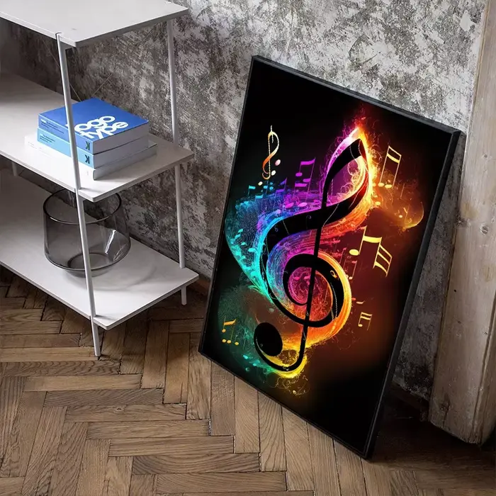 Affiche Pop Néon Punk Années 80 Musique Live DJ Guitare Karaoké Casque Peinture sur Toile Décoration Murale pour la Maison
