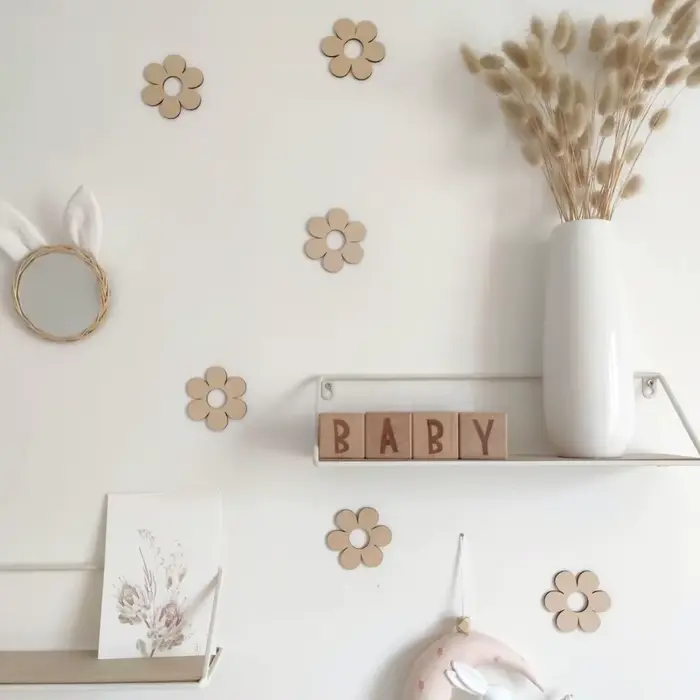 Autocollants muraux créatifs fleurs auto-adhésifs en bois