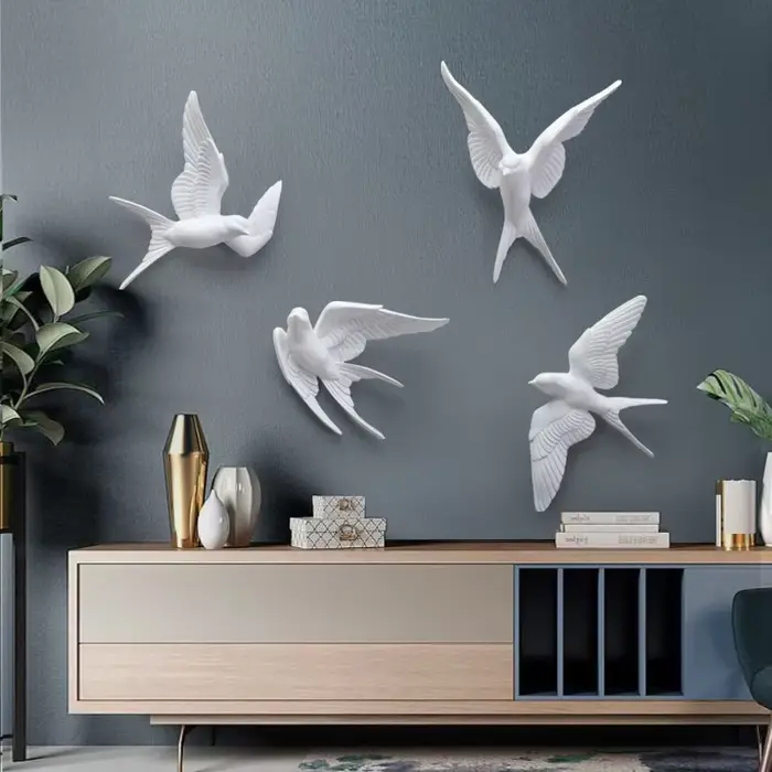 Autocollant mural 3D oiseaux en résine
