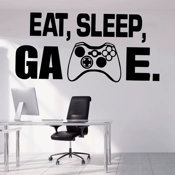 Sculpté Gamer autocollant Mural vinyle Mural papier peint pour enfants garçons chambre décoration Stickers Ps4 jeu affiche décor porte autocollants