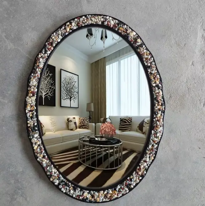 Miroir mural rectangulaire en verre, Design artistique, miroirs De luxe pour salon, rond, accessoire