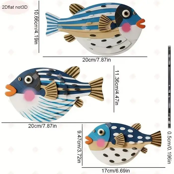 💕 Décoration murale suspendue à trois poissons, Art océan en bois, poisson de mer, décor artistique 