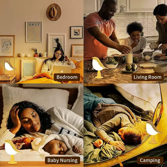 3 couleurs LED sans fil capteur chevet nuit Dimmable oiseau lampes contrôle tactile USB lampes de Ta