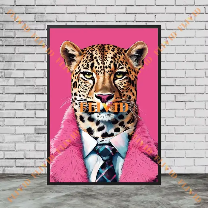 Affiche murale drôle de fleurs de léopard