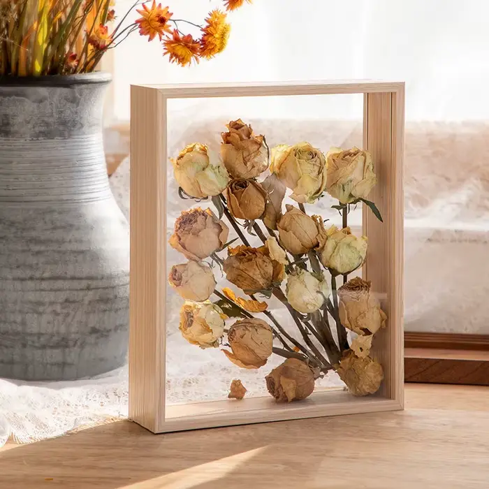 Cadres de boîte à ombre transparents de 4cm de profondeur, présentoir de Bouquet, étui à fleurs prof