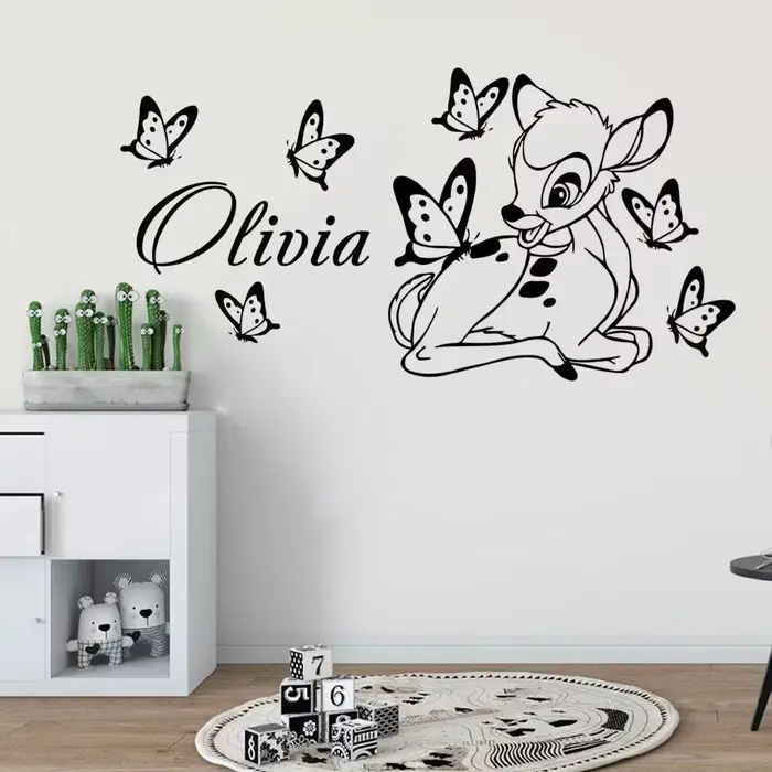Bambi autocollant mural personnalisé nom de bébé