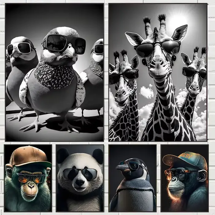Affiche d'animal drôle avec lunettes