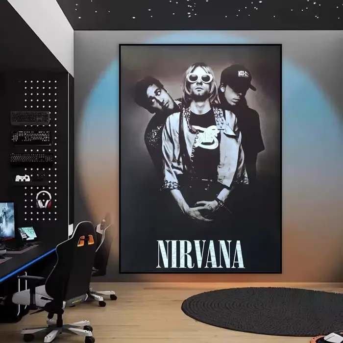 Hot Rock Band n-nirvanaes peinture calligraphie HD toile affiche sans plis étanche tous les espaces 