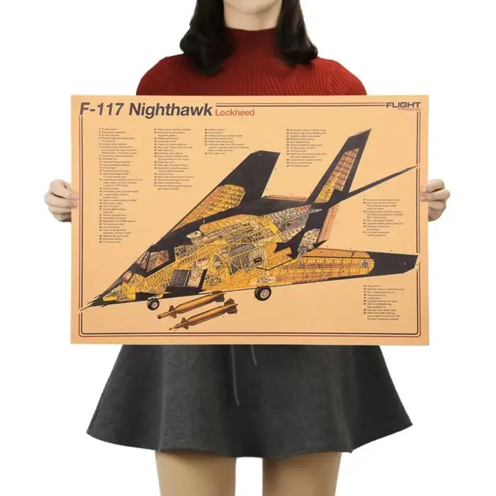 Affiches et impressions de chasseurs F-117 Nighthawk, art militaire vintage, peinture murale d'avion