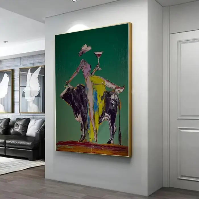 Peinture à l'huile abstraite faite à la main sur toile