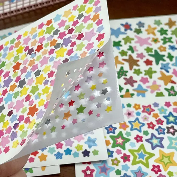 10 feuilles déco étoile autocollant ensemble Mini autocollants pour Scrapbooking papeterie bricolage téléphone bagages ordinateur portable valise décalcomanie