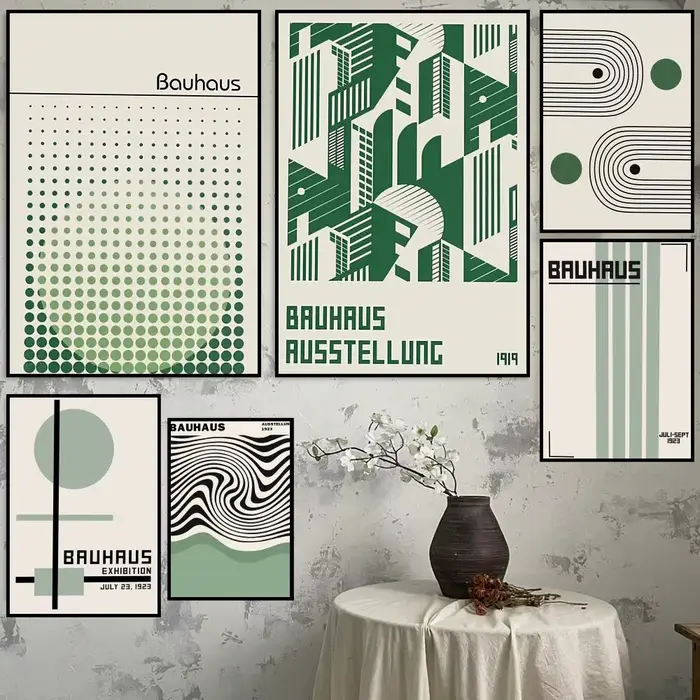 B-Bauhaus – affiche moderne de lignes de couleur verte