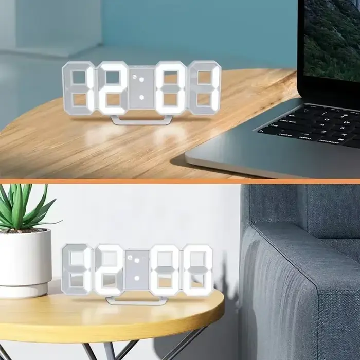 "Montre murale numérique 3D LED moderne – Décoration d'intérieur multifonctionnelle élégante avec alimentation USB