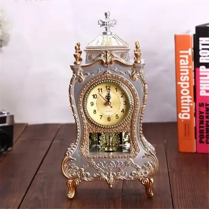 1 pièce Horloge de table créative en forme de tour, style antique, avec 12 chansons, décoration clas