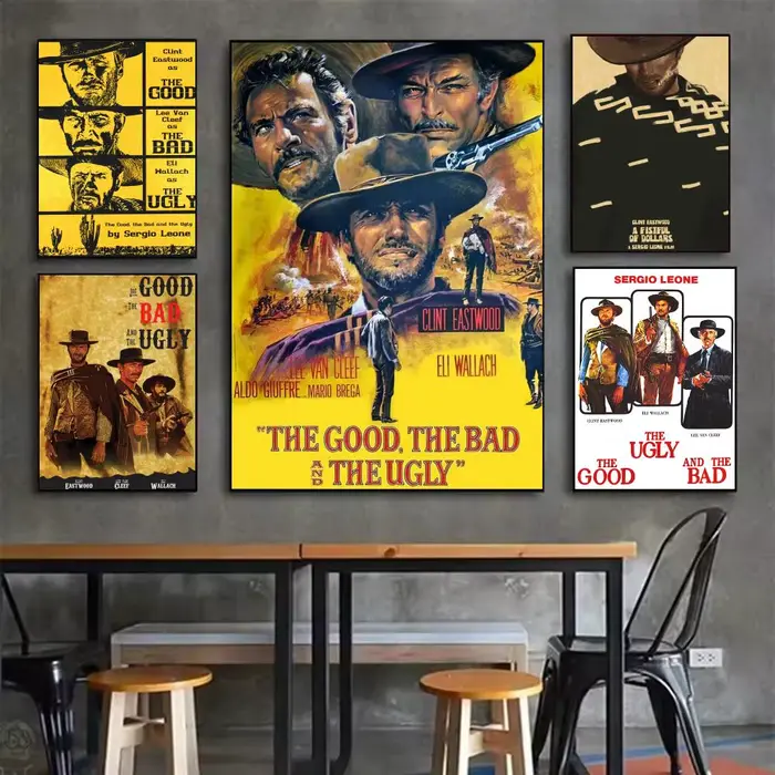 Affiche Le G-Good, le Mauvais et le Mignon en papier PP moderne, autocollant mural décoratif minimaliste pour café, bar, décoration murale de la maison, cadeau