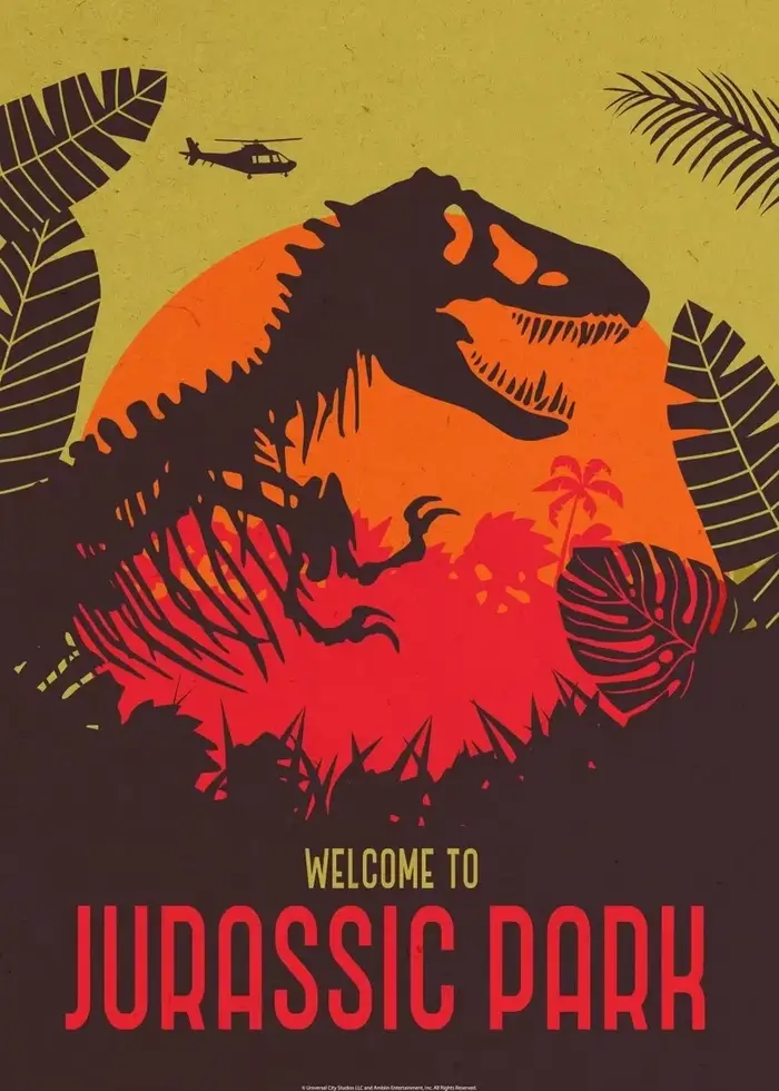 Affiche de film du monde des dinosaures du Jurassic Park, Illustrations rétro, peinture sur toile im