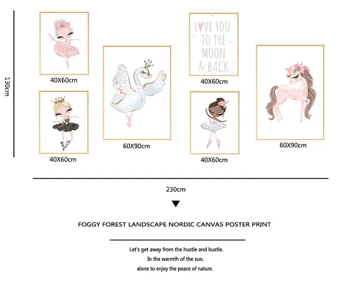 Affiche de toile de petite princesse ballerine