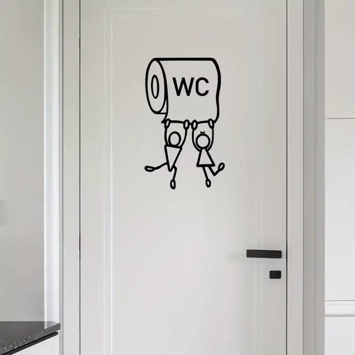 Autocollant mural «WC» en PVC