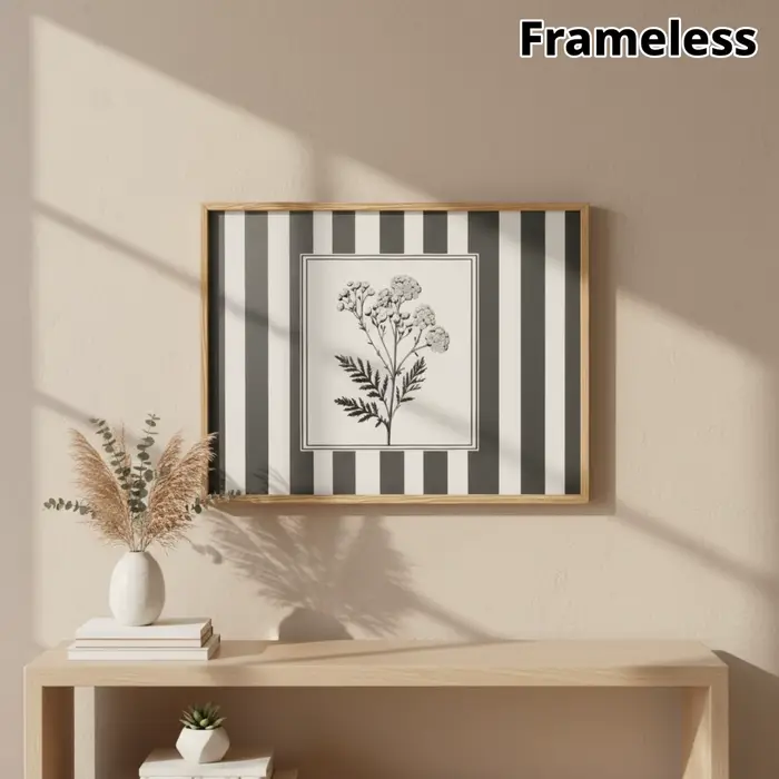 Toile murale en forme de fleur de chrysanthème sans cadre, impressions d'art mural minimalistes à rayures pour décoration de salon et de chambre à coucher, 1 pièce
