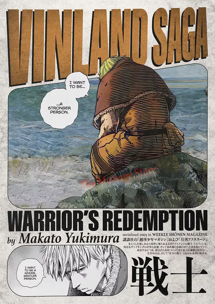 Vinland Saga – affiche minimaliste de dessin animé japonais, affiche esthétique Thorfinn, peinture s