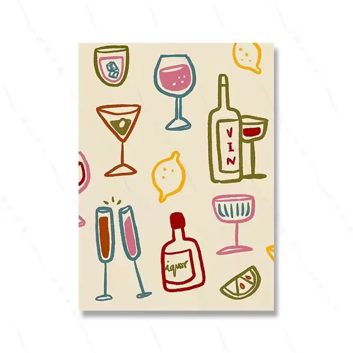 Affiche de verre à vin à alcool, 3 pièces, verre à vin, impression sur toile abstraite, décoration m