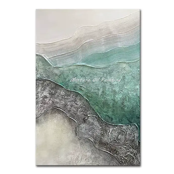 Mintura, peinture à l'huile sur toile, motif court de tennis vert à texture abstraite, peinte à la m