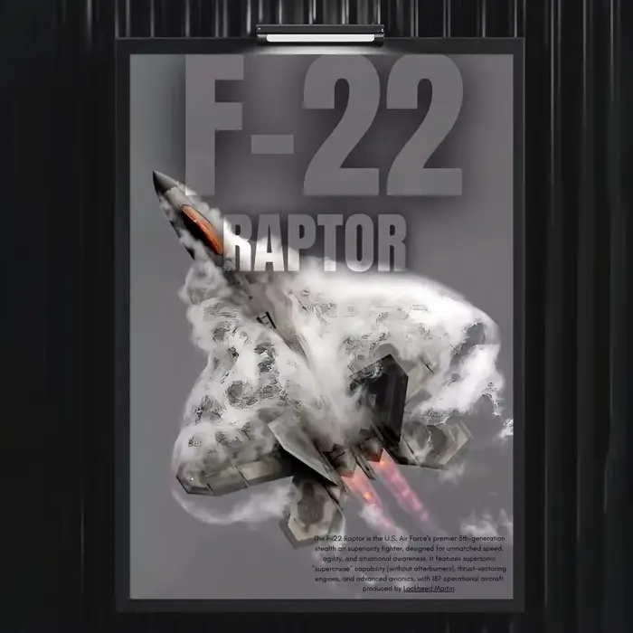 Affiche d'avion de chasse américain F22, décoration murale esthétique imperméable pour la maison, la