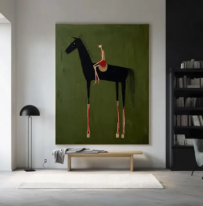 Peinture d'art équestre neutre pour la décoration intérieure