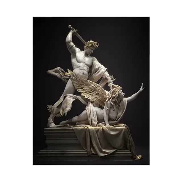 Toile de peintures avec figurines de mythologie, Perseus avec la tête de Medusa, affiches de Sculptu