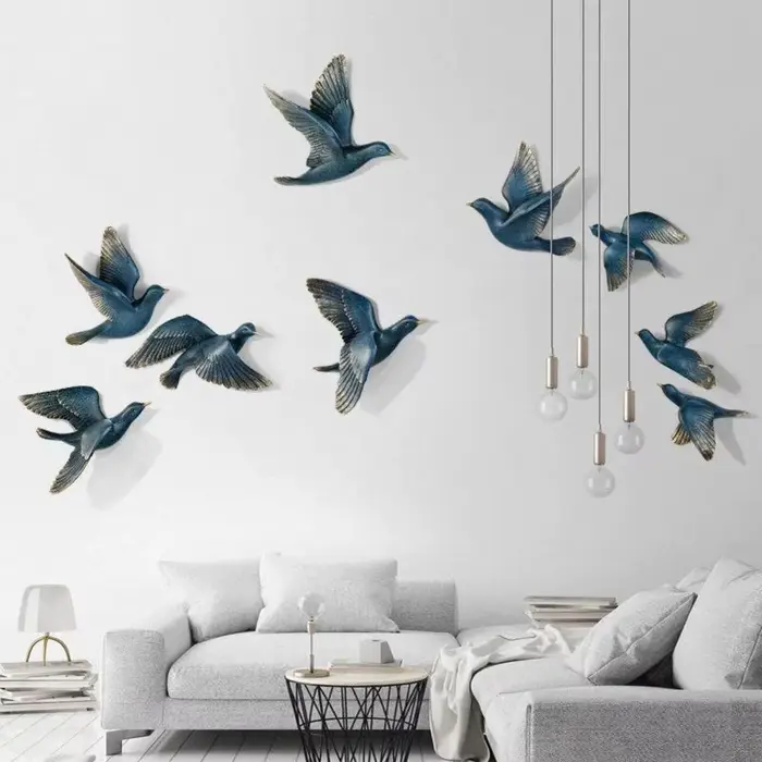 Décoration murale en forme d'oiseau tridimensionnel de style européen