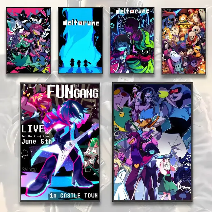 Jeu Deltarune peinture calligraphie HD toile affiche salon chambre bar décoration esthétique