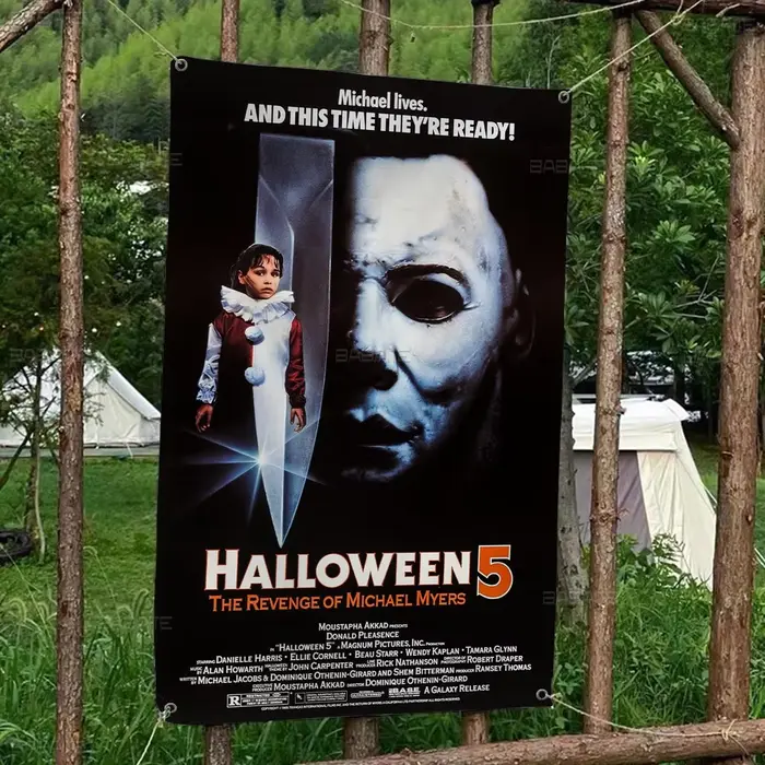 Bannière de film d'horreur classique Michael Myers pour Halloween, impression artistique, drapeau mu