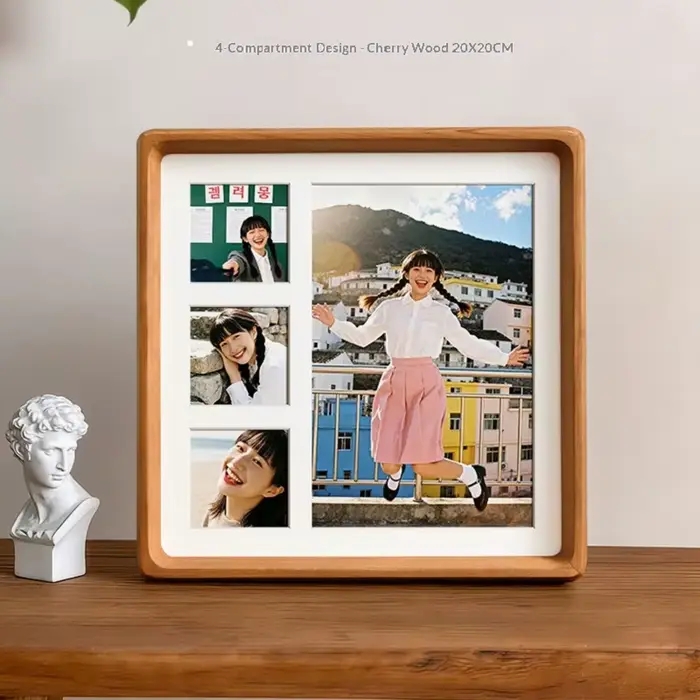 Cadre photo en bois premium à 9 compartiments