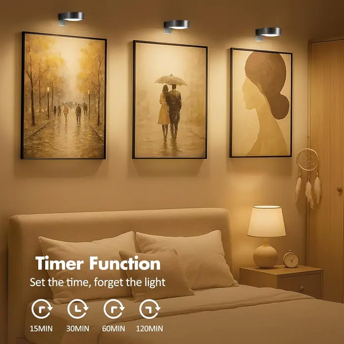 Lumière d'image magnétique à piles, 3 pièces, lumière de peinture Led avec minuterie à intensité variable à distance, 3 Modes d'éclairage, lumière d'affichage artistique